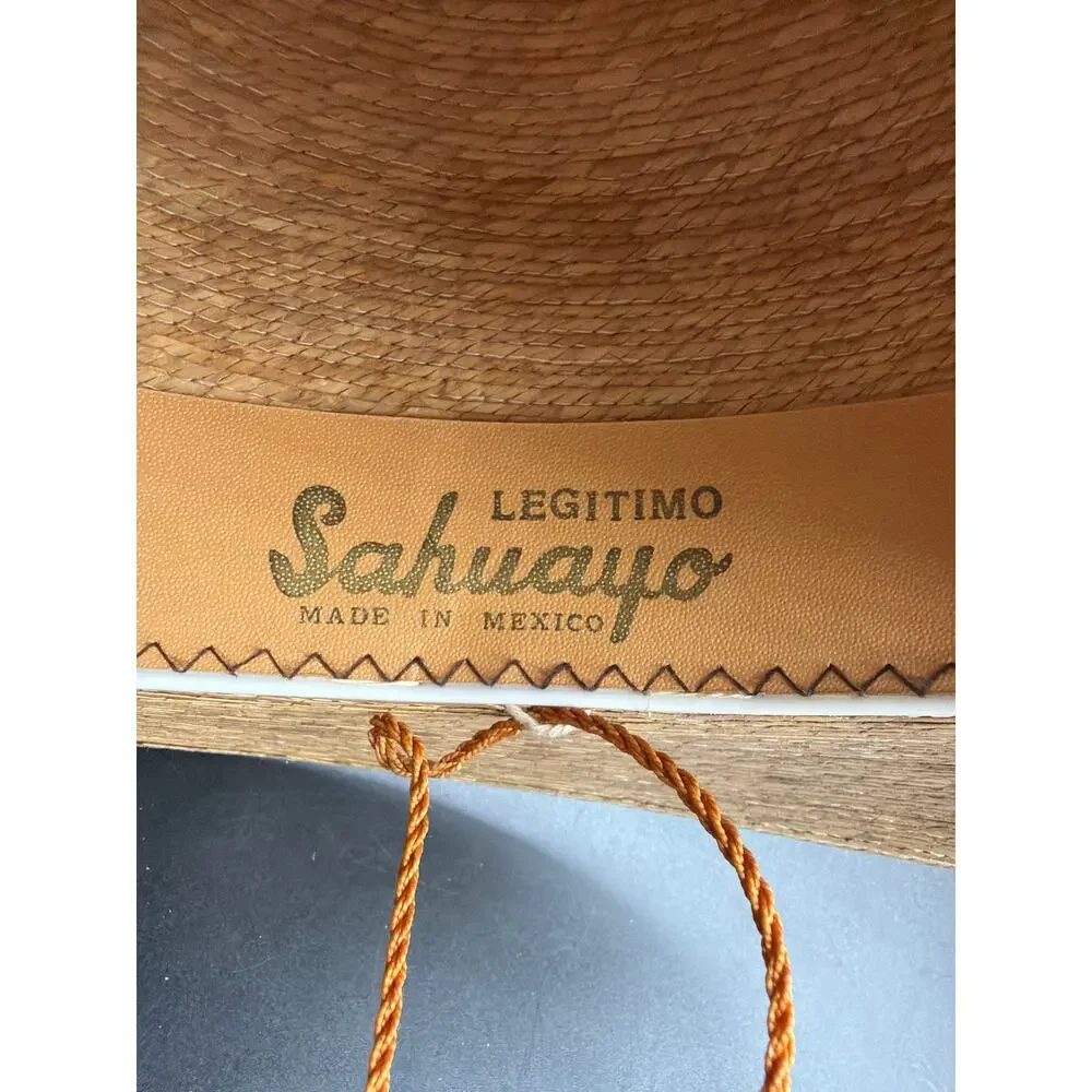 Legitimo Sahuayo Mexico Handwoven Palm Straw Cowboy Hat Western Ranch Natural
